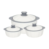 Jaypee White Plastic Serve Casserole ( Set of 3 , 3500 mL ) - White