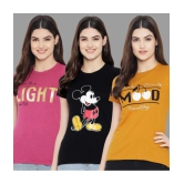 Fabflee - Multi Color Cotton Regular Fit Womens T-Shirt ( Pack of 3 ) - None