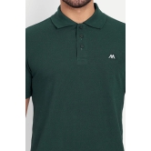 Solid Men Polo Neck Dark Green T-Shirt