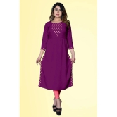 haya fashion - Magenta Rayon Womens Straight Kurti ( Pack of 1 ) - None