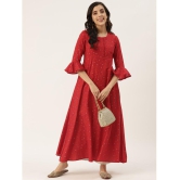 Kbz - Red Cotton Blend Women's Flared Kurti ( Pack of 1 ) - None