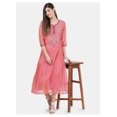 Alena Peach Chanderi A-line Kurti - S