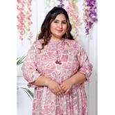 Swasti Cotton Blend Printed Anarkali Womens Kurti - Pink ( Pack of 1 ) - None