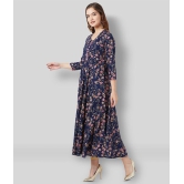 Tissu - Navy Rayon Women''s Flared Kurti ( Pack of 1 ) - S