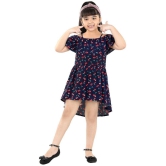 Naughty Ninos - Navy Cotton Girl's Asymmetric Dress ( Pack of 1 ) - None