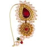 VIVASTRI Cubic Zirconia Gold-plated Plated Alloy Nathiya - Red