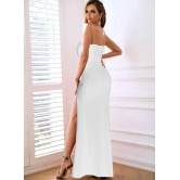 clafoutis Lycra Solid Full Length Womens Side Slit Dress - White ( Pack of 1 ) - None