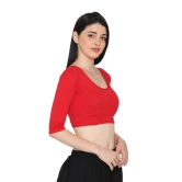 Women's 3/4 Length Cotton Stretchable Readymade Plain Blouse - True Red True Red S