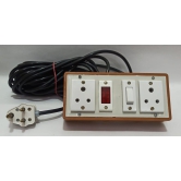 6A 2 Sockets (3 Pin Socket) & 1 Switch Extension Box with Indicator, 6A Plug & 5m Wire