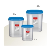 Milton Quadra Storage Container, Set of 3, 2000 ml, 3000 ml, 4000 ml, Brown - Blue