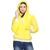 PPTHEFASHIONHUB Faux Fur Women''s Hooded Sweatshirt ( Yellow ) - None