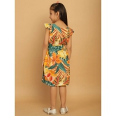 MINI & MING Girls Floral Print Cold-Shoulder Fit & Flare Dress