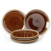 Handcrafted Reactive Glaze Ceramic Dinner Plates, 6 Pieces Serving for 6, Microwave and Dishwasher Safe, Bone-ash Free, Full Plate Set Crockery for Dining and Gifting, Peanut Brown