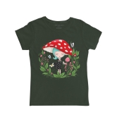 Mushroom Girl Tshirt-10-11 Years / Olive Green