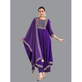 Amira creations Rayon Embroidered Kurti With Pants Womens Stitched Salwar Suit - Purple ( Pack of 1 ) - None