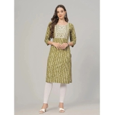 JC4U Cotton Embroidered Straight Womens Kurti - Green ( Pack of 1 ) - None