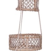 NUEVOSGHAR WOODEN BASKET HANGING PLANTER Door Hanging Cream - Pack of 1