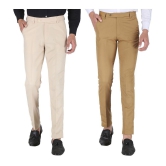 Playerz - Multicolor Polycotton Slim - Fit Mens Formal Pants ( Pack of 2 ) - None