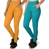 KARARO JEGGINGS - Cotton Blend Skinny Fit Yellow Womens Jeggings ( Pack of 2 ) - None