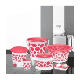 Milton Duplex Spa 6 Round Printed Bathroom Set, Set of 6, Pink