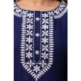 Frionkandy Rayon Embroidered Straight Womens Kurti - Navy ( Pack of 1 ) - None