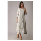 MAUKA - Light Grey Cotton Womens A-line Kurti ( Pack of 1 ) - L