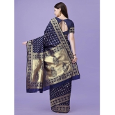 LEELAVATI Banarasi Silk Embellished Saree With Blouse Piece - Navy Blue ( Pack of 1 ) - Navy Blue