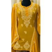 Short Top & Dupatta sets-MUSTARD YELLOW / Premium Soft Georgette