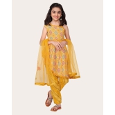 Designer Cotton Print Work Kid Top Bottom With Dupatta Yellow-Yellow / 5 - 6 Years