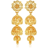 VIVASTRI Golden Jhumki Earrings ( Pack of 1 ) - Golden