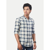 Men White Long Sleeves Checked Casual Shirt