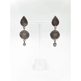 Kali oxidised silver earring with flower embossing