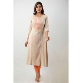 MAUKA - Beige Cotton Women's Straight Kurti ( Pack of 1 ) - None