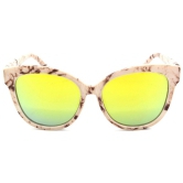 Hrinkar Silver Round Sunglasses Brands White Frame Goggles for Women - HRS321-WT-BWN-GLD