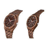 acnos Brown Stainless Steel Analog Couples Watch