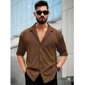 clafoutis Polyester Regular Fit Self Design Half Sleeves Men's Casual Shirt - Brown ( Pack of 1 ) - None