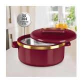 Milton - Maroon Steel Thermoware Casserole ( Set of 3 , 1300 mL ) - Maroon