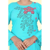 haya fashion - Turquoise Rayon Women's Straight Kurti ( Pack of 1 ) - None