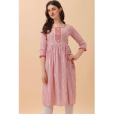 Glomee - Peach Cotton Women's Flared Kurti ( Pack of 1 ) - None