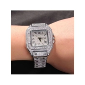 Rhonium Silver Metal Analog Mens Watch