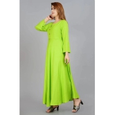 Smien - Lime Green Rayon Womens Anarkali Kurti ( Pack of 1 ) - None