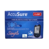 AccuSure Simple Blood Glucose Test 100 Strips, 2 X 50 Test Strip (Multicolor)