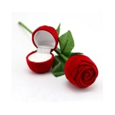 Silver Plated Adjustable Couple Rings Set for lovers Ring with 1 Piece Red Rose Gift Box  for Men and Women - None