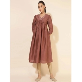 Janasya Silk Blend Embroidered Nayra Womens Kurti - Brown ( Pack of 1 ) - None