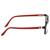 Hrinkar Trending Eyeglasses: Red and Black Rectangle Optical Spectacle Frame For Men & Women |HFRM-BK-RD-11