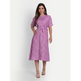 gufrina Cotton Blend Printed Midi Womens Fit & Flare Dress - Lavender ( Pack of 1 ) - None