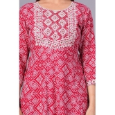 Doriya Cotton Blend Embroidered Kurti With Palazzo Women's Stitched Salwar Suit - Pink ( Pack of 1 ) - None