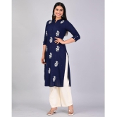 MAUKA Rayon Embroidered Kurti With Palazzo Women's Stitched Salwar Suit - Blue ( Pack of 1 ) - None