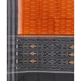 Rust Black Sambalpuri Handwoven Single Ikat Cotton Dupatta