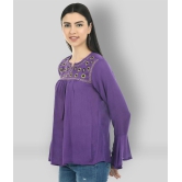 SAAKAA - Purple Rayon Women''s A-Line Top ( Pack of 1 ) - S